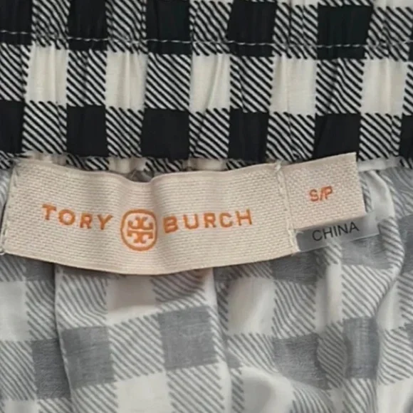Tory Burch Black White Gingham Midi Skirt Small Cotton Tie Waist Pockets NWOT - Picture 10 of 10